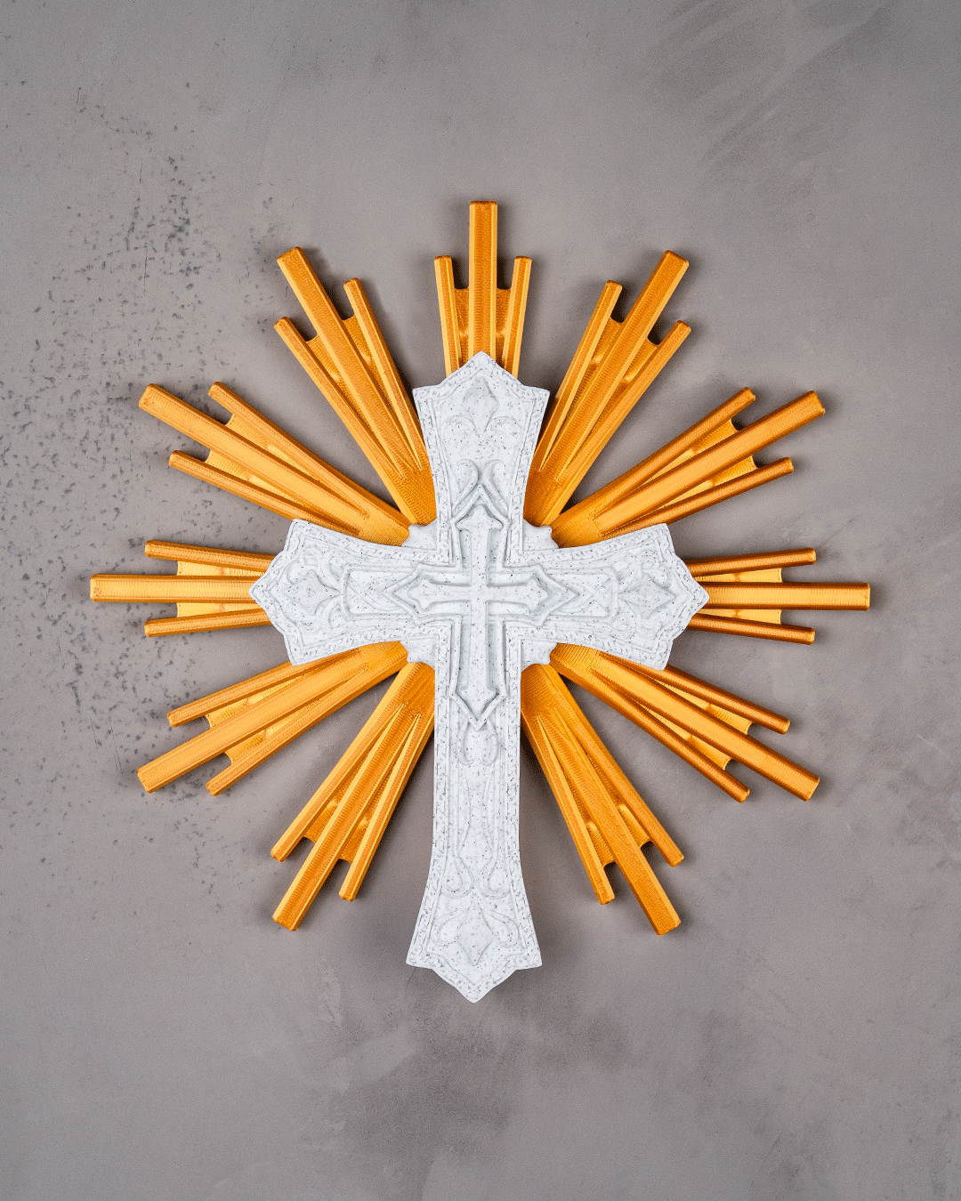Cruz Sagrada com Resplendor Dourado para mesa ou parede