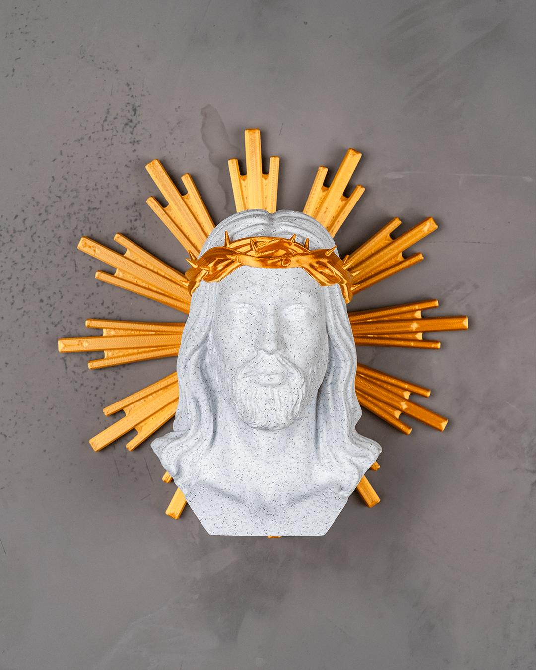 Busto do Sagrado Coração de Jesus com Resplendor Dourado - Imagem 2