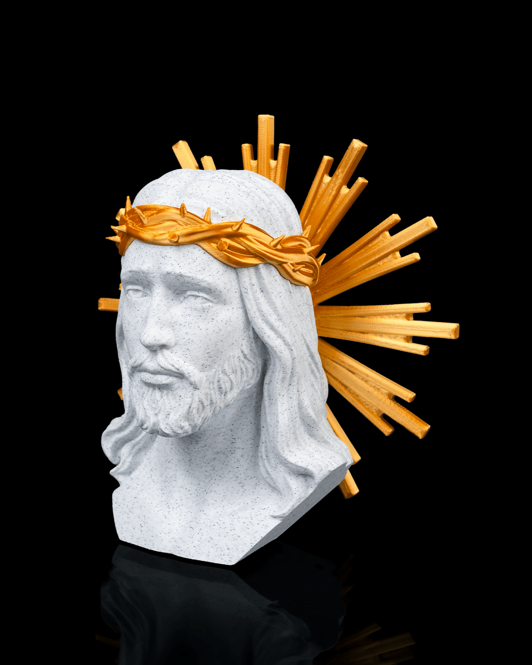 Busto do Sagrado Coração de Jesus com Resplendor Dourado - Imagem 3