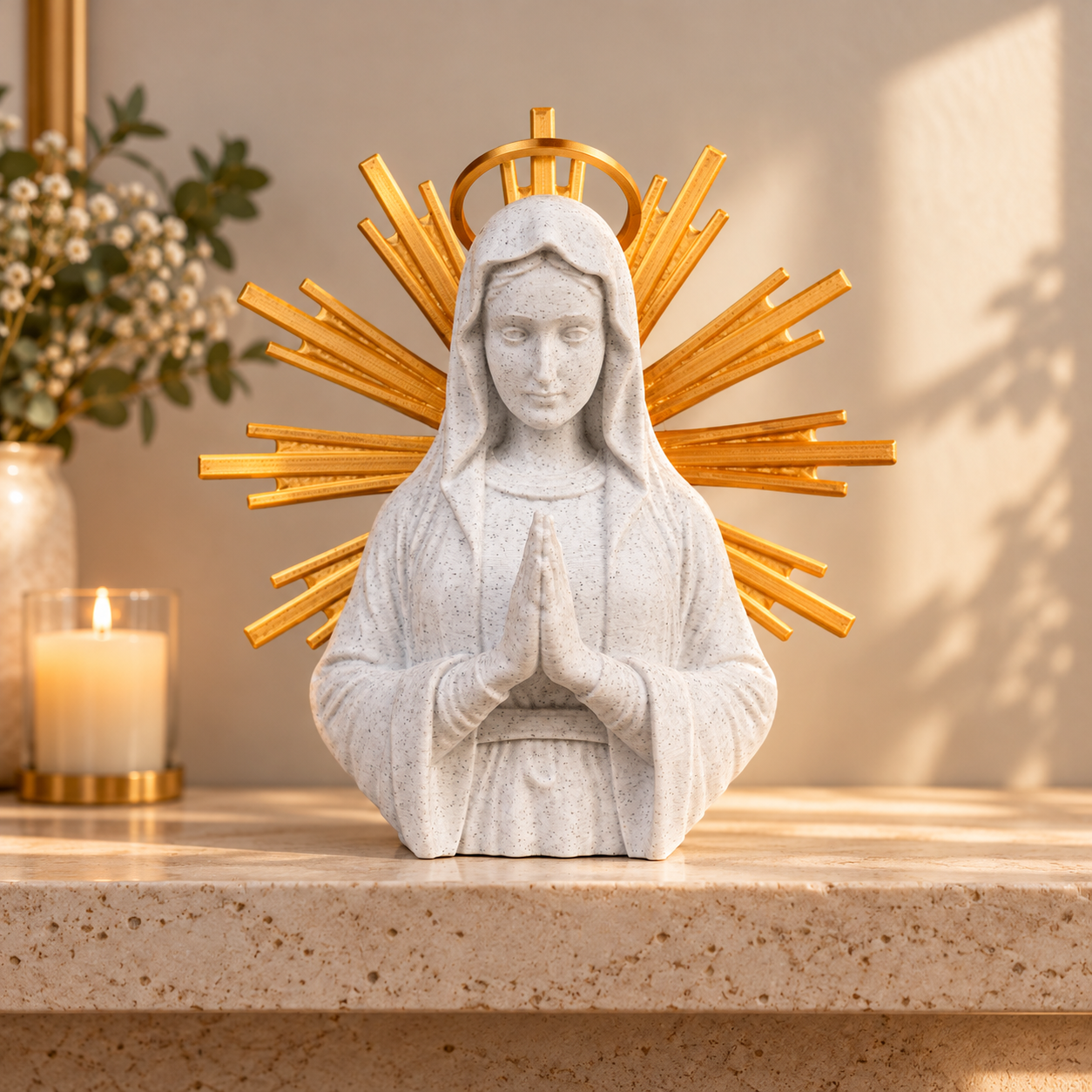 Busto de Nossa Senhora Aparecida com Resplendor Dourado - Imagem 2