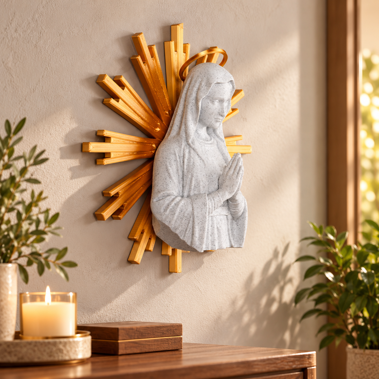 Busto de Nossa Senhora Aparecida com Resplendor Dourado - Imagem 3