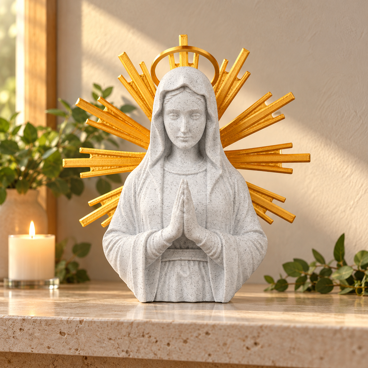Busto de Nossa Senhora Aparecida com Resplendor Dourado - Imagem 4