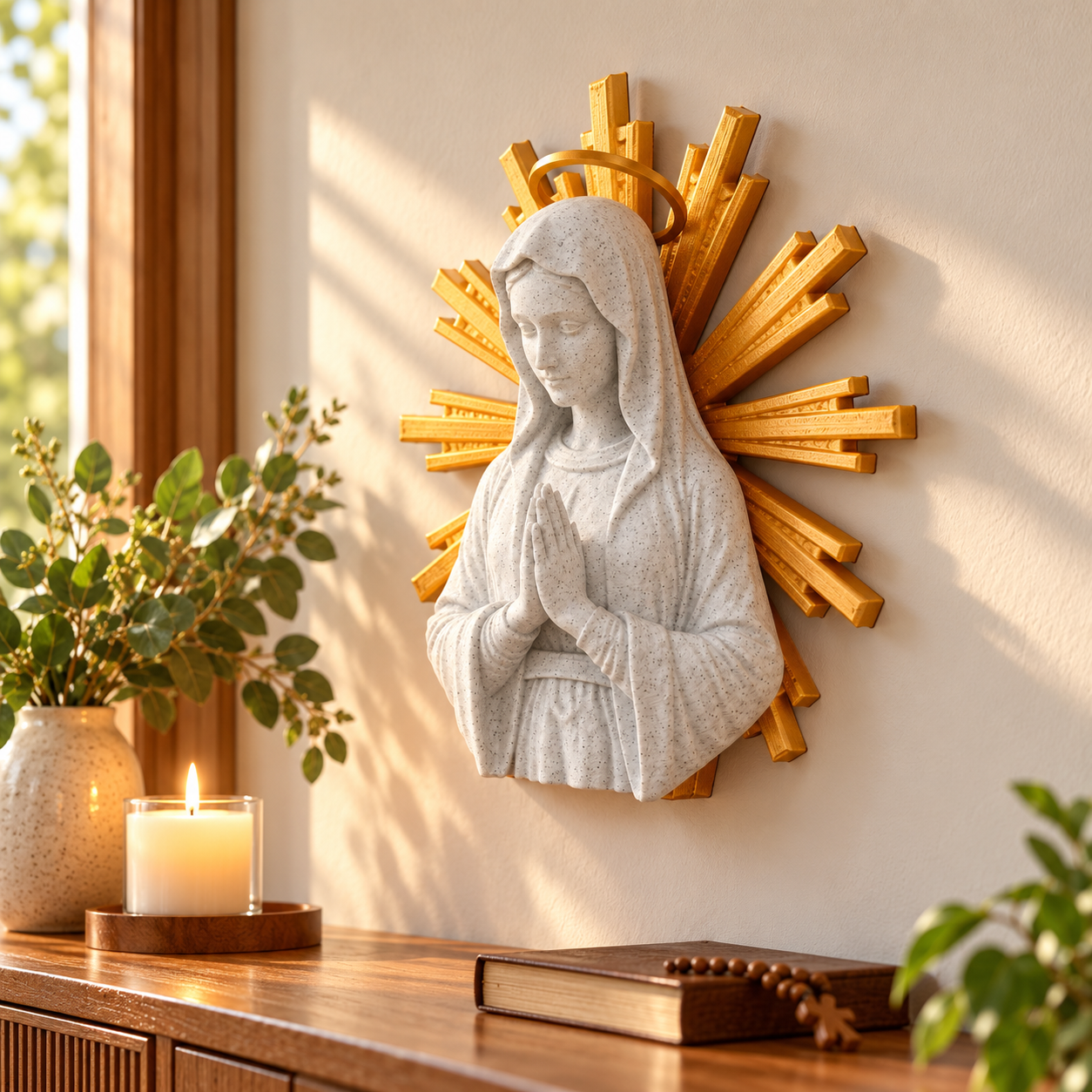 Busto de Nossa Senhora Aparecida com Resplendor Dourado - Imagem 5