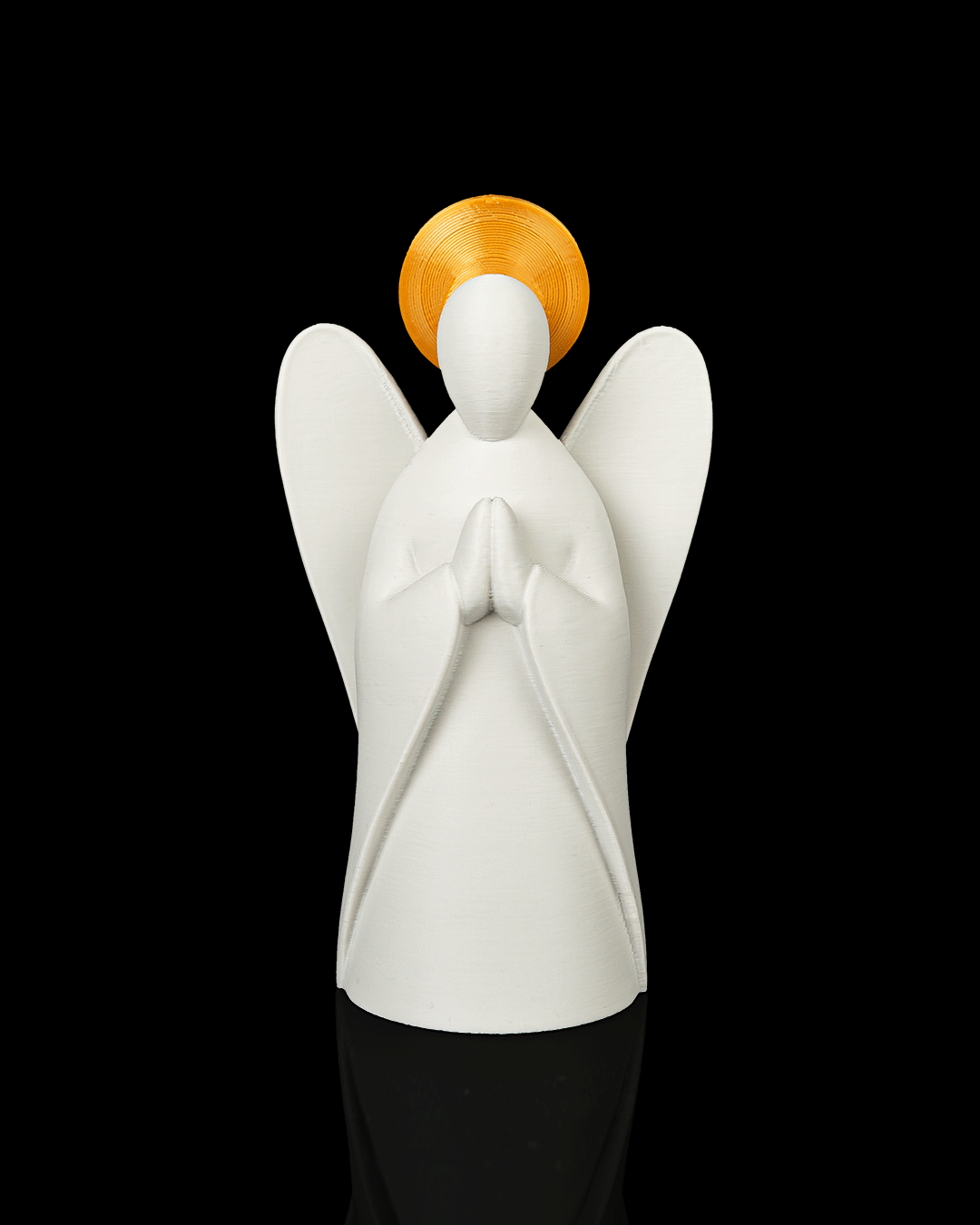 Escultura de Anjo Rezando Branco e Dourado - Imagem 6