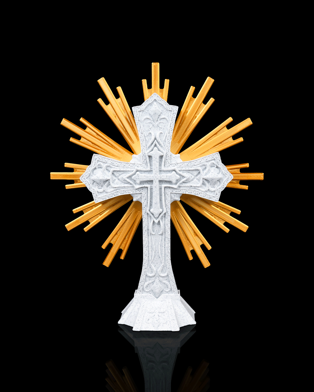 Cruz Sagrada com Resplendor Dourado – Mesa ou Parede - Imagem 6